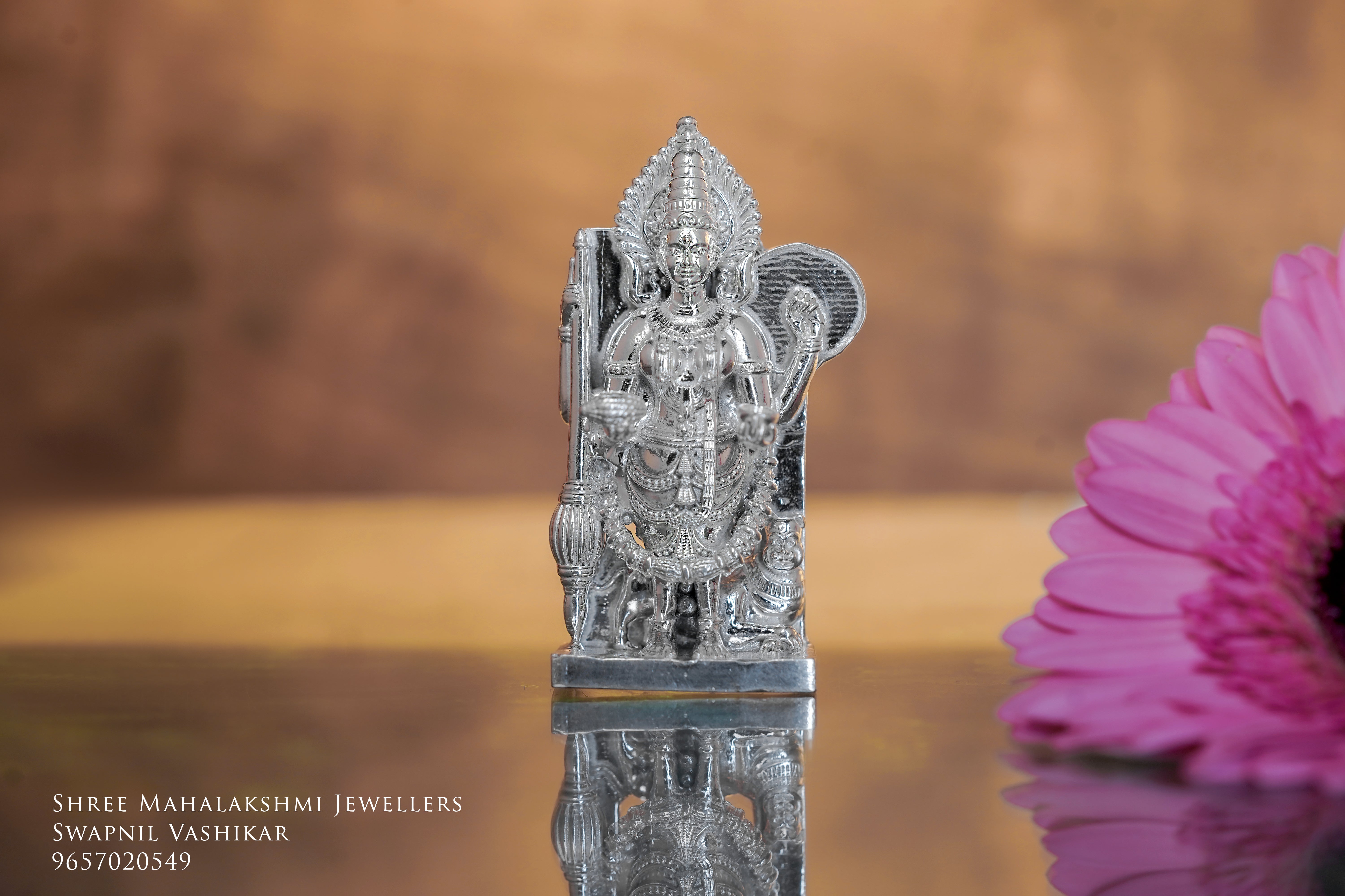 Kolhapur Mahalaxmi mul swarup silver idol 5 inches