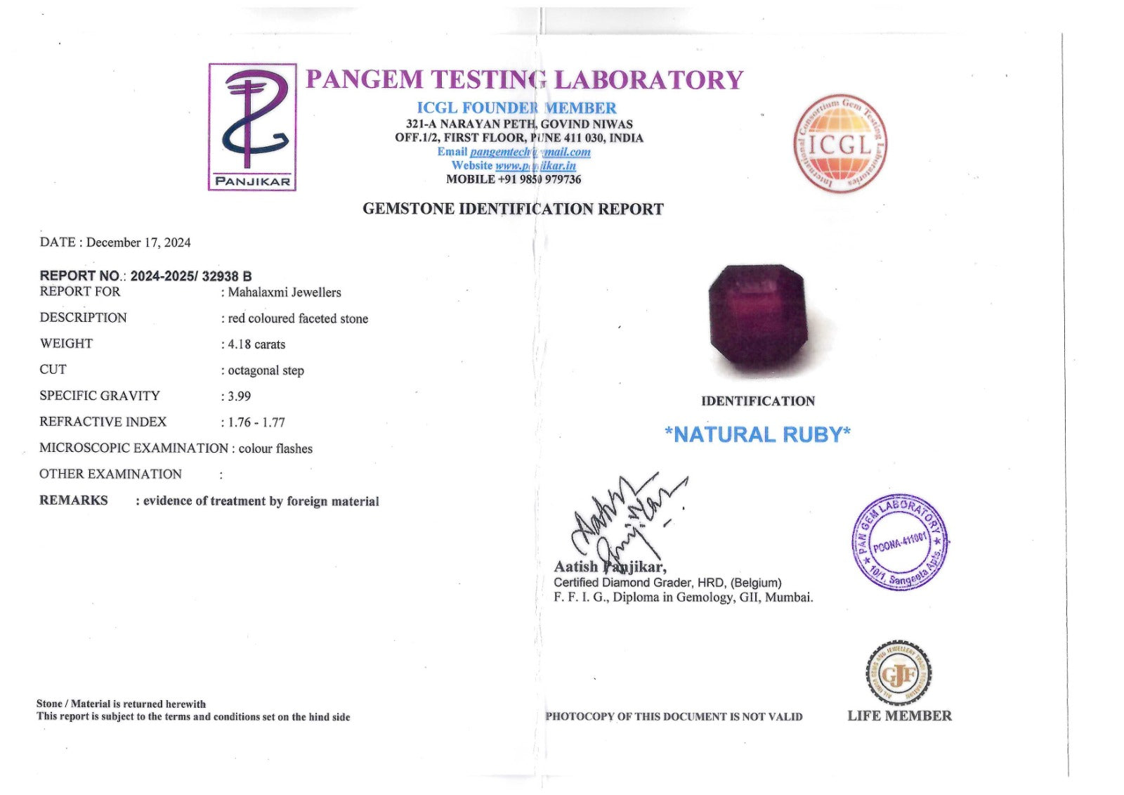 Real Ruby 4.18 Carats