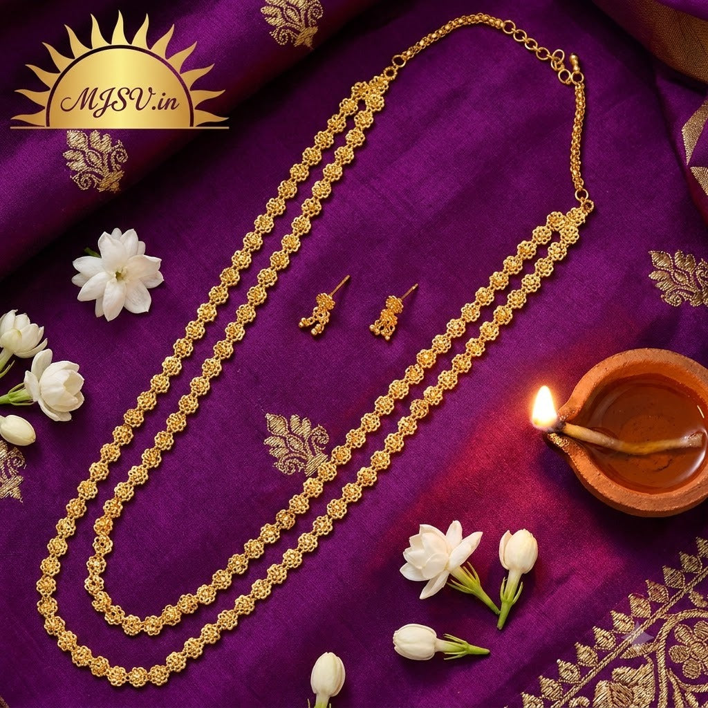 Traditional Maharashtrian Bakul haar 2 line