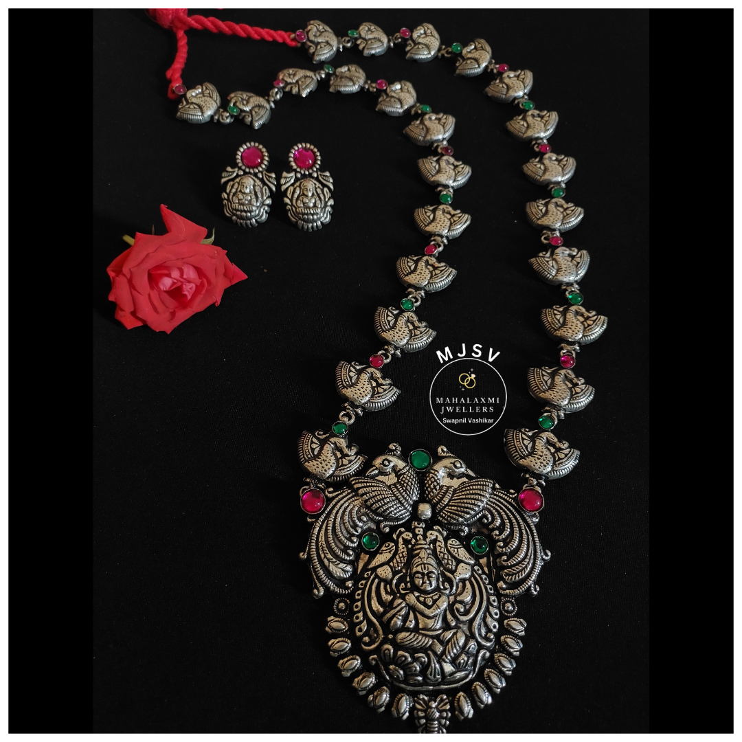 Silver coated Krishna Long Haar set