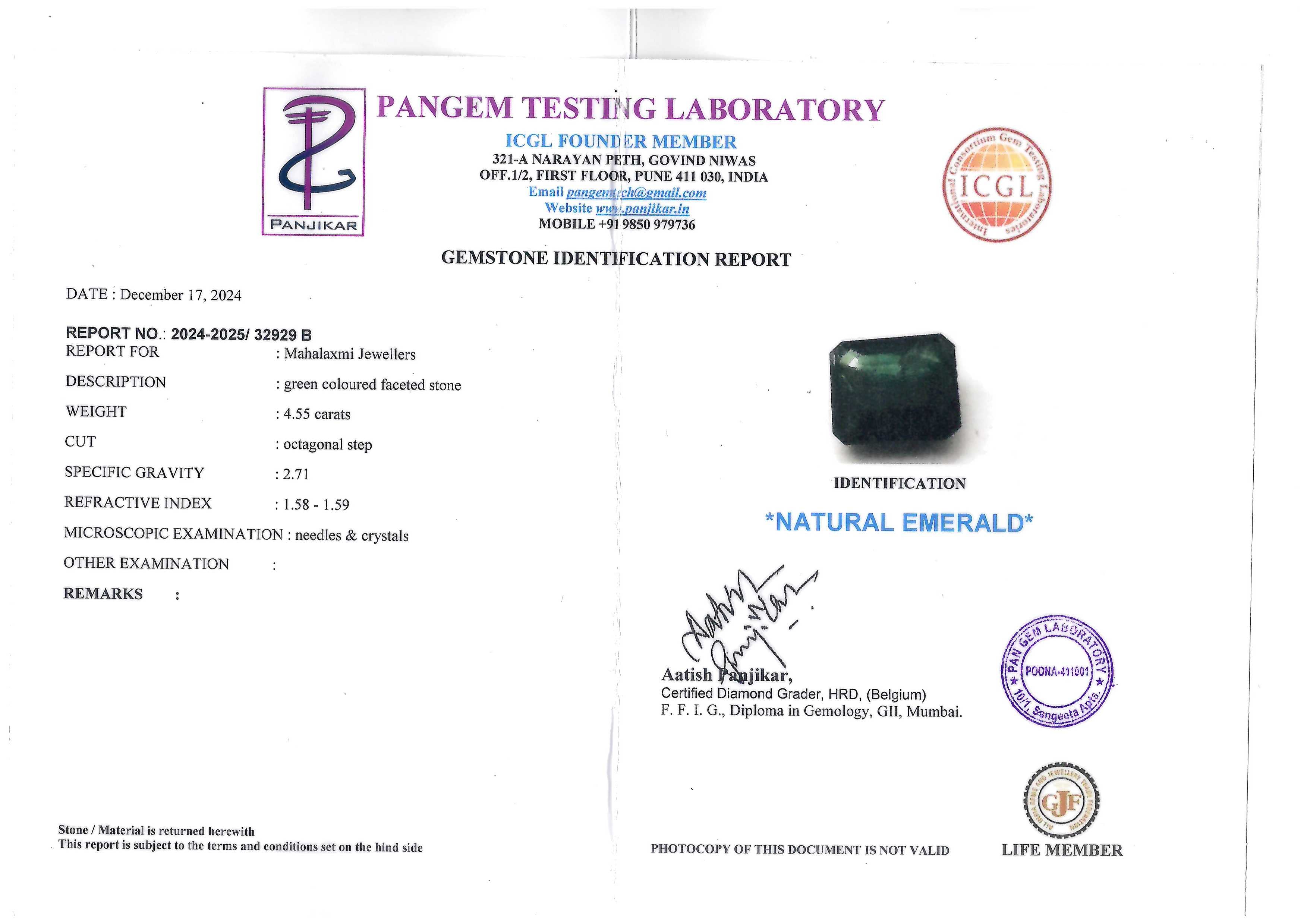 Real Emerald 4.55 caret