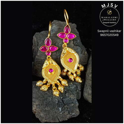 Silver chandrika earrings with gold coated