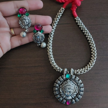 Real silver coated durga thushi set