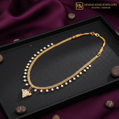 Designer Kolhapuri Pearl Thushi With Designer Locket