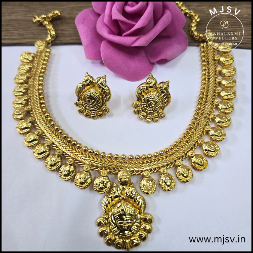 1 gm gold durga necklace set