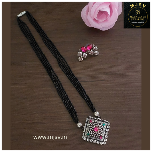 Silver Coated short Mangalsutra set 3