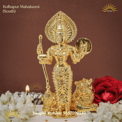 Kolhapur Mahalaxmi idol in panchdhatu south indian style New Version