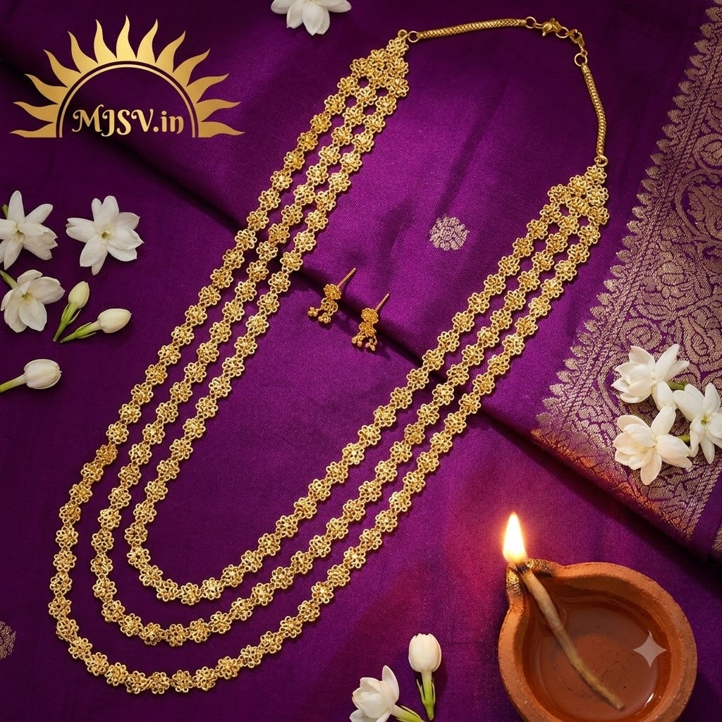 Traditional Maharashtrian Bakul haar 3 line