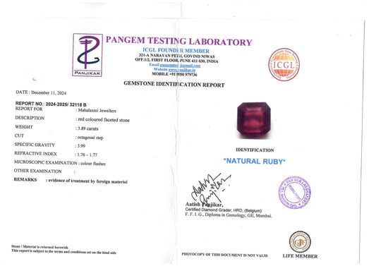 Real Ruby 3.89 Carats