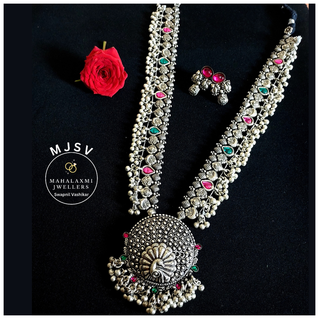 Silver coated Monal short saaj set