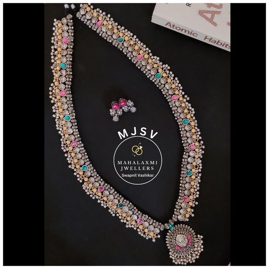 Silver coated & 1gm gold beads Durga saaj set (fusion)