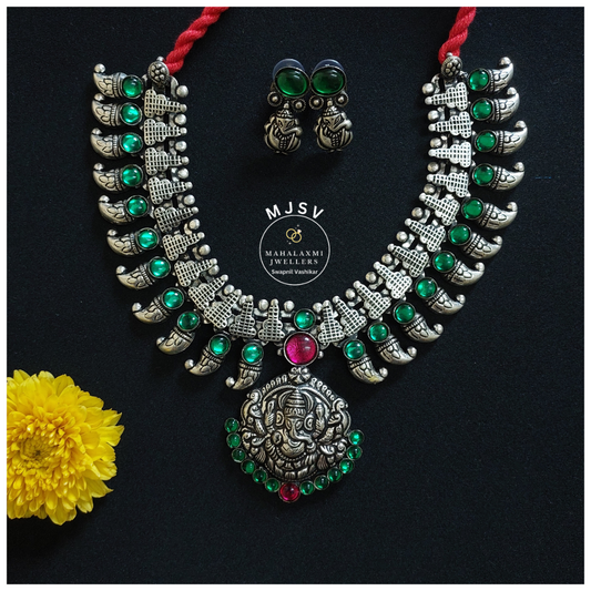 Silver Coated Ganesha necklace set