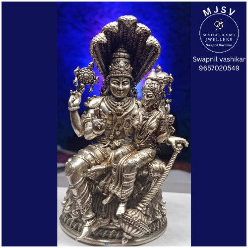 Vishnu Laxmi idol in silver