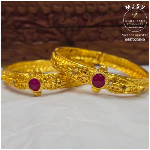 Silver bangles with gold coated