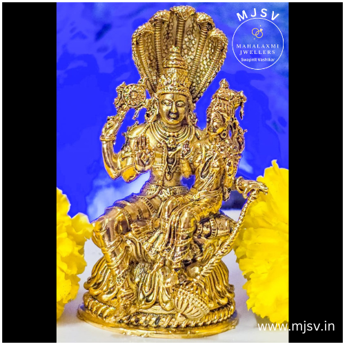 Vishnu Laxmi idol in Panchdhatu