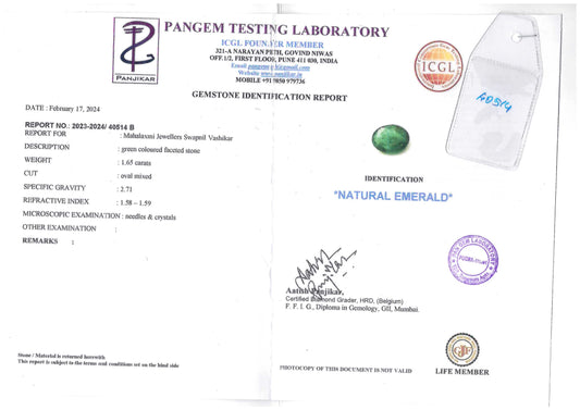 Real Emerald 1.65 caret