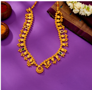 Kolhapuri Saaj Yellow Gold Long Necklace