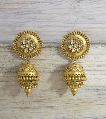Sampada Indian Gold Jhumka Earrings