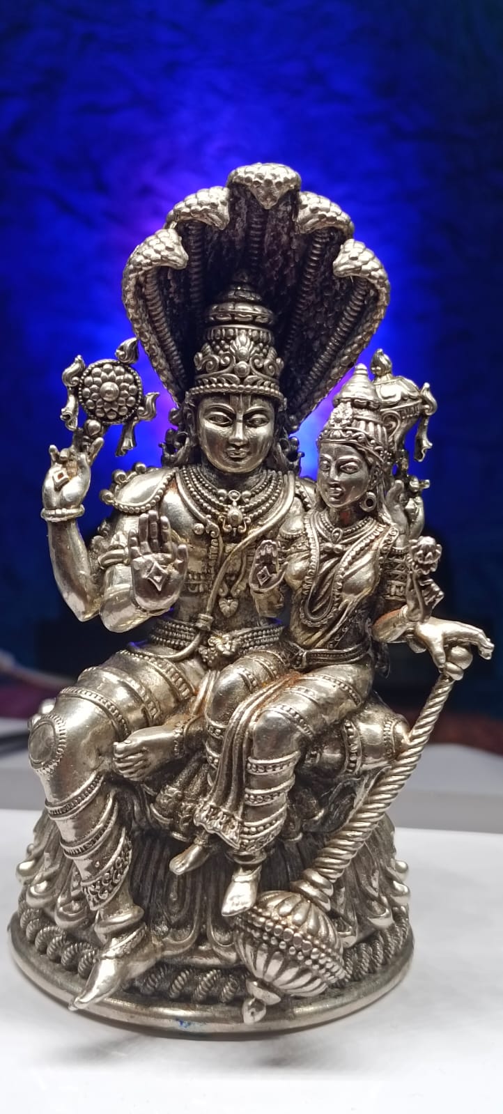 Vishnu Laxmi idol in silver