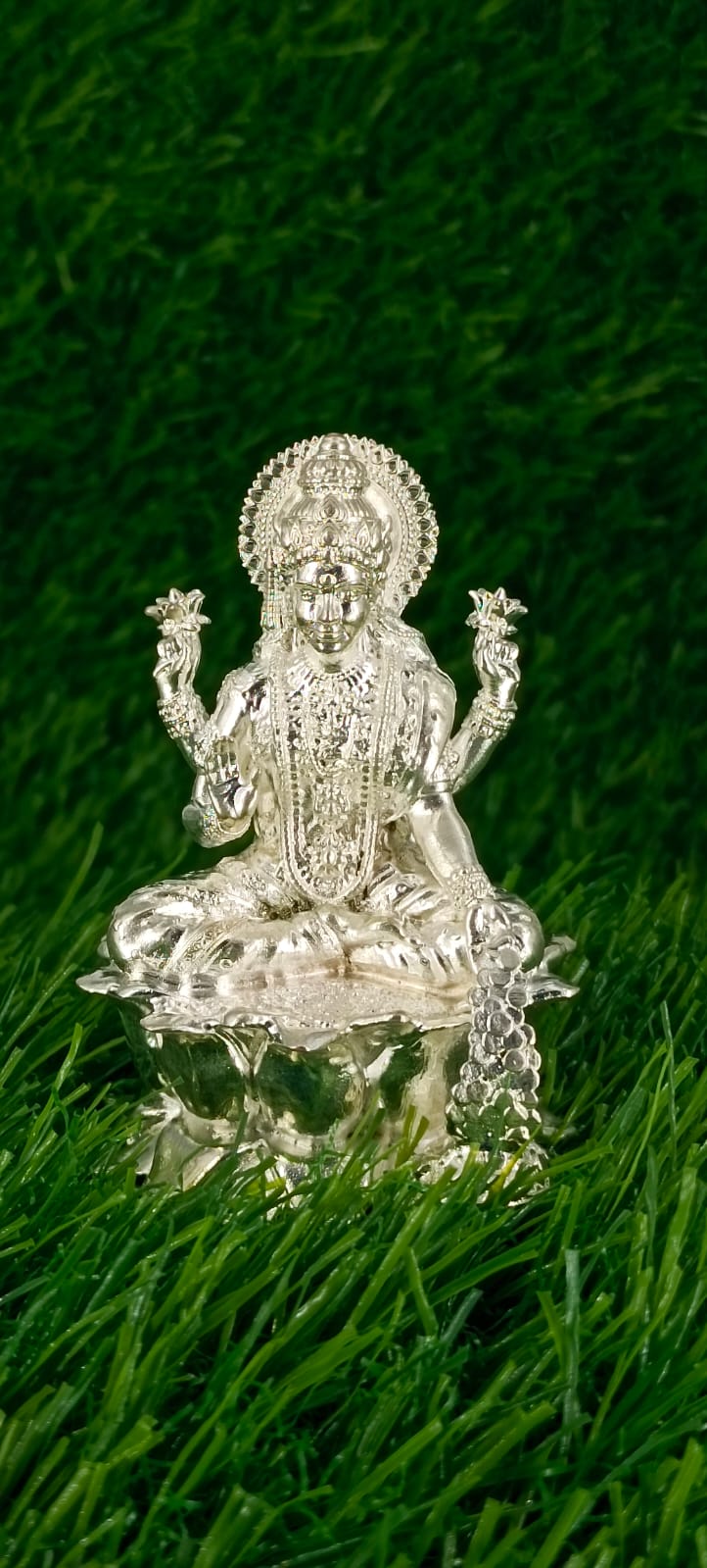 Padmasan Laxmi idol in silver