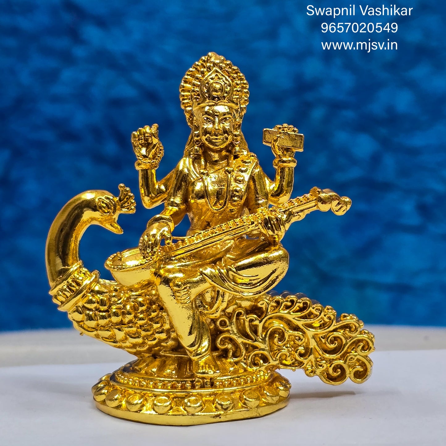 Saraswati mata idol in Panchdhatu 3 inches