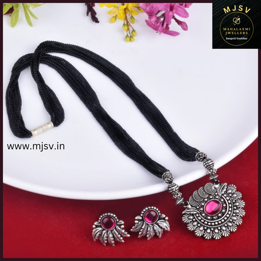 Daisy real silver coated Mangalsutra set