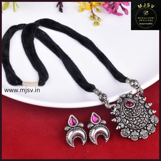 Drop Pendent real silver coated Mangalsutra set