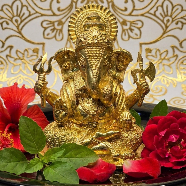 Ganpati Idol in panchdhatu new version Murti 1 inch