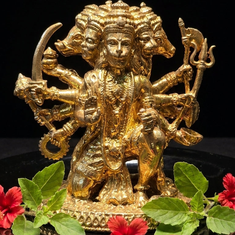 Panchmukhi Hanuman Murti In Panchdhatu